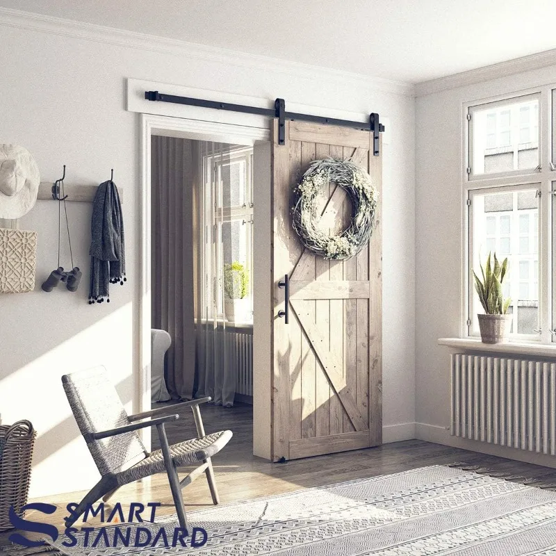 2025 (J Shape)6FT Sliding Barn Door Hardware Whole Kit  Smoothly and Quietly, Easy to Install, Fit 36