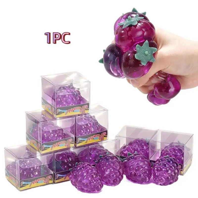 Handmade Grape Squeeze Toy Sticky Fruit Stress Relief Slow Rebound Sensory Fidget Toy For Anxiety Relief Gift