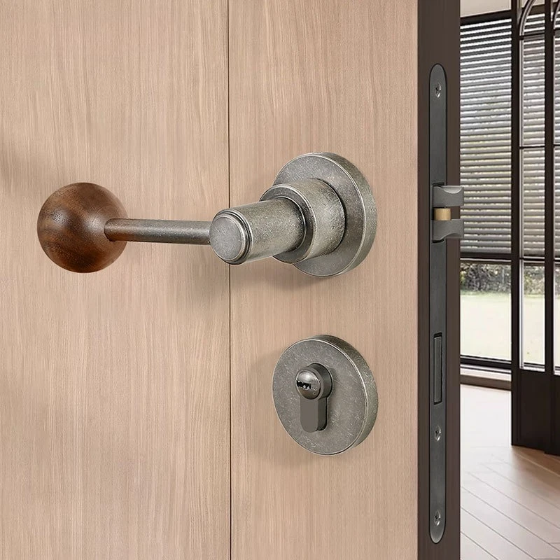 

Французский ретро старый антикварный серебряный дверной замок для спальни, домашний дверной замок для комнаты, магнитная бесшумная деревянная дверная ручка