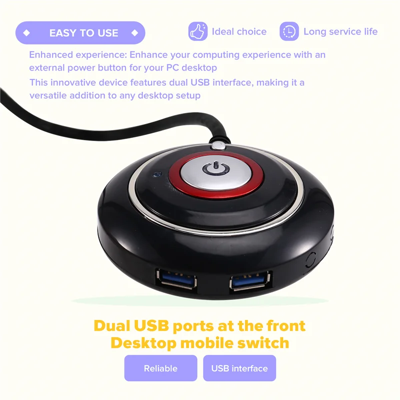 Computer Desktop Switch Button With Dual USB Port PC Motherboard External Power Button