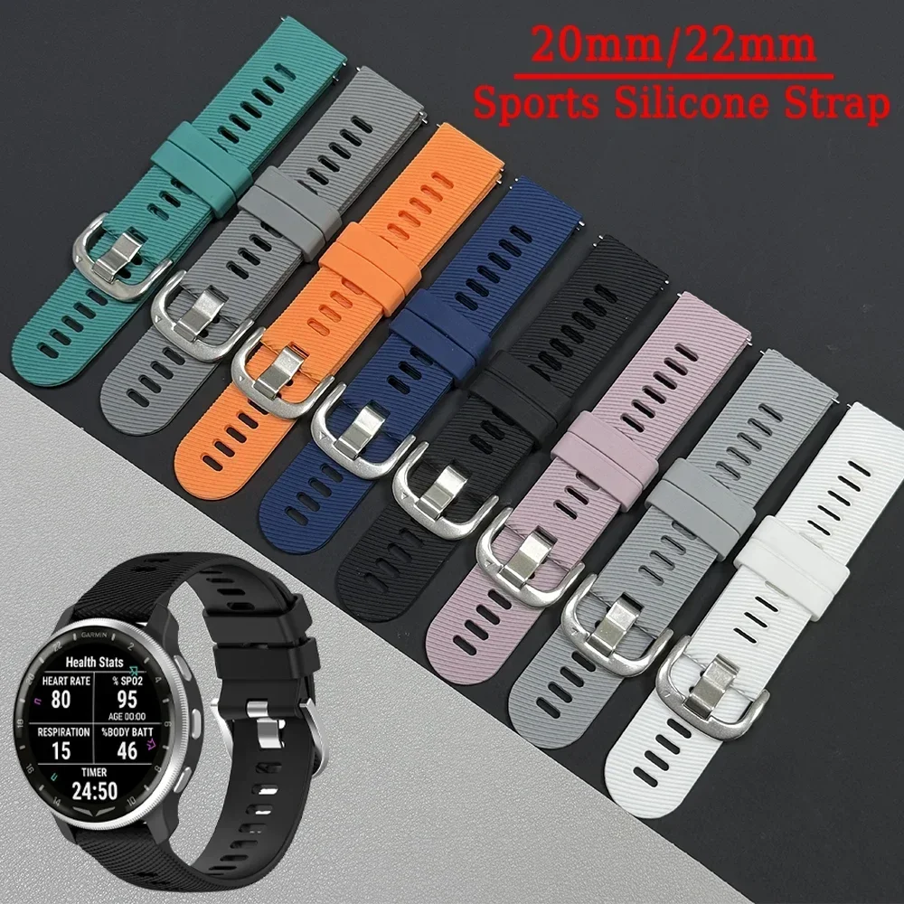 For Garmin Approach J1/Active 6 5 Sport Silicone Band Forerunner 570 265 255 55 170 Venu 4 3 Sq 2 Bracelet 20mm 22mm Watch Strap