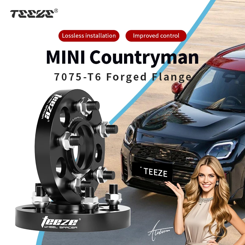 

Teeze 2pcs 5x112 66.6/5x120 72.6 14x1.25 Hub Centric Black Forged wheel spacer For 2010-2025 MINI Countryman 15/20/25/30/35mm