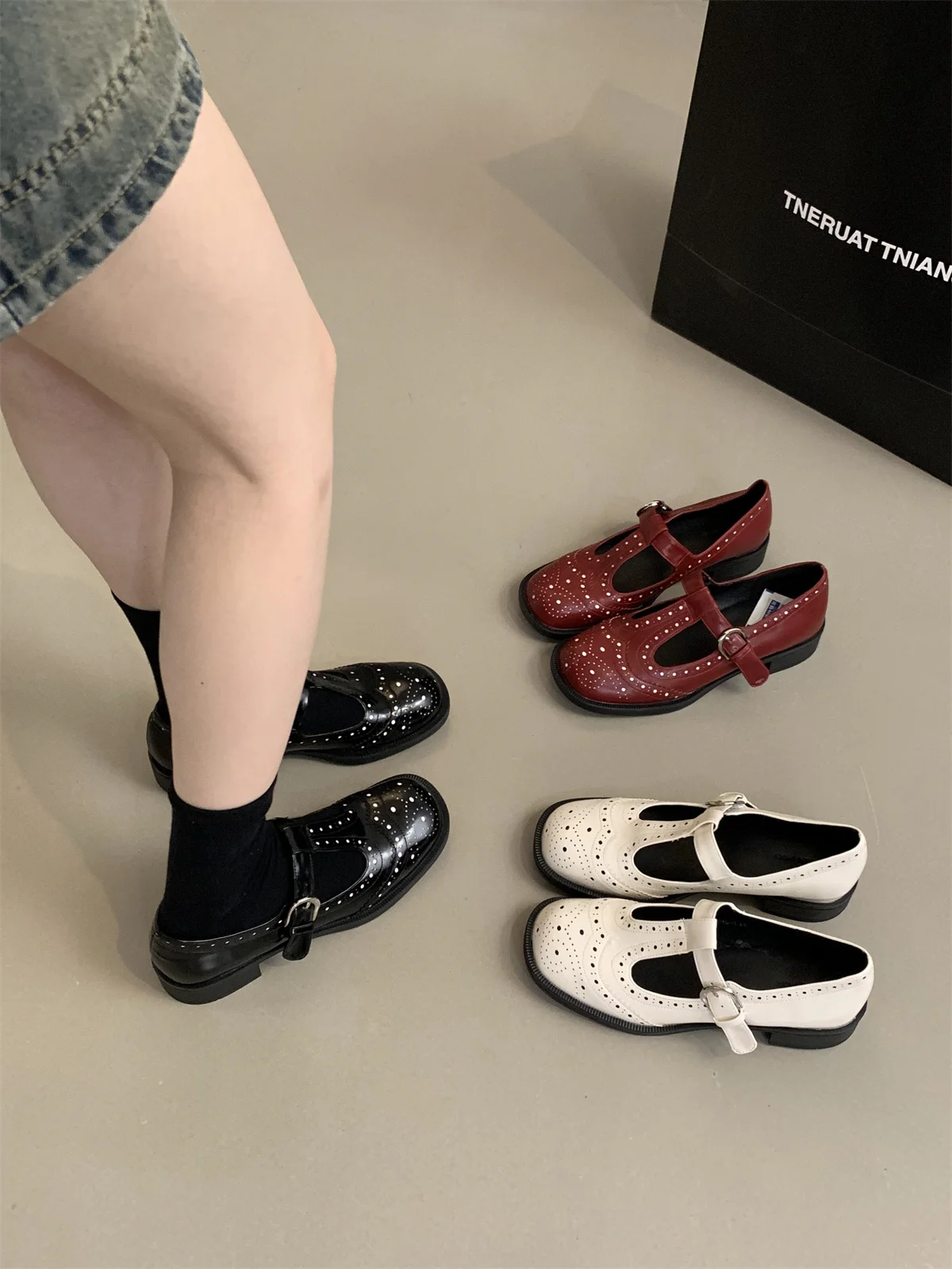 Runde Zehen klobige Ferse Mary Jane Mädchen Schuhe Retro bequeme Schule Slipper Schuh Student lässig täglich zu Fuß flache Schuhe