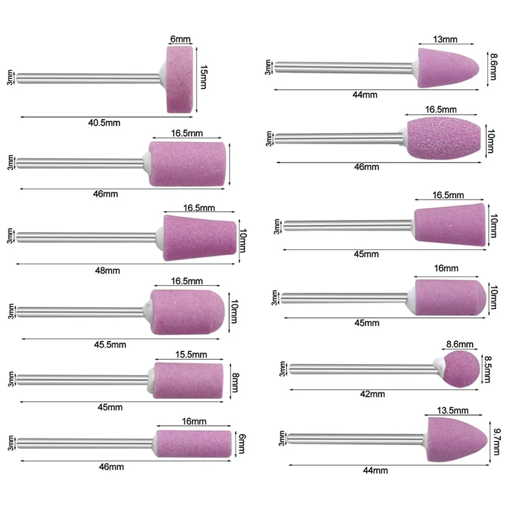 12 шт. абразивный полировальный камень для вращающихся инструментов, шлифовальный камень, инструменты с круговой головкой, 2,35 мм, хвостовик, мини-набор сверл для ногтей