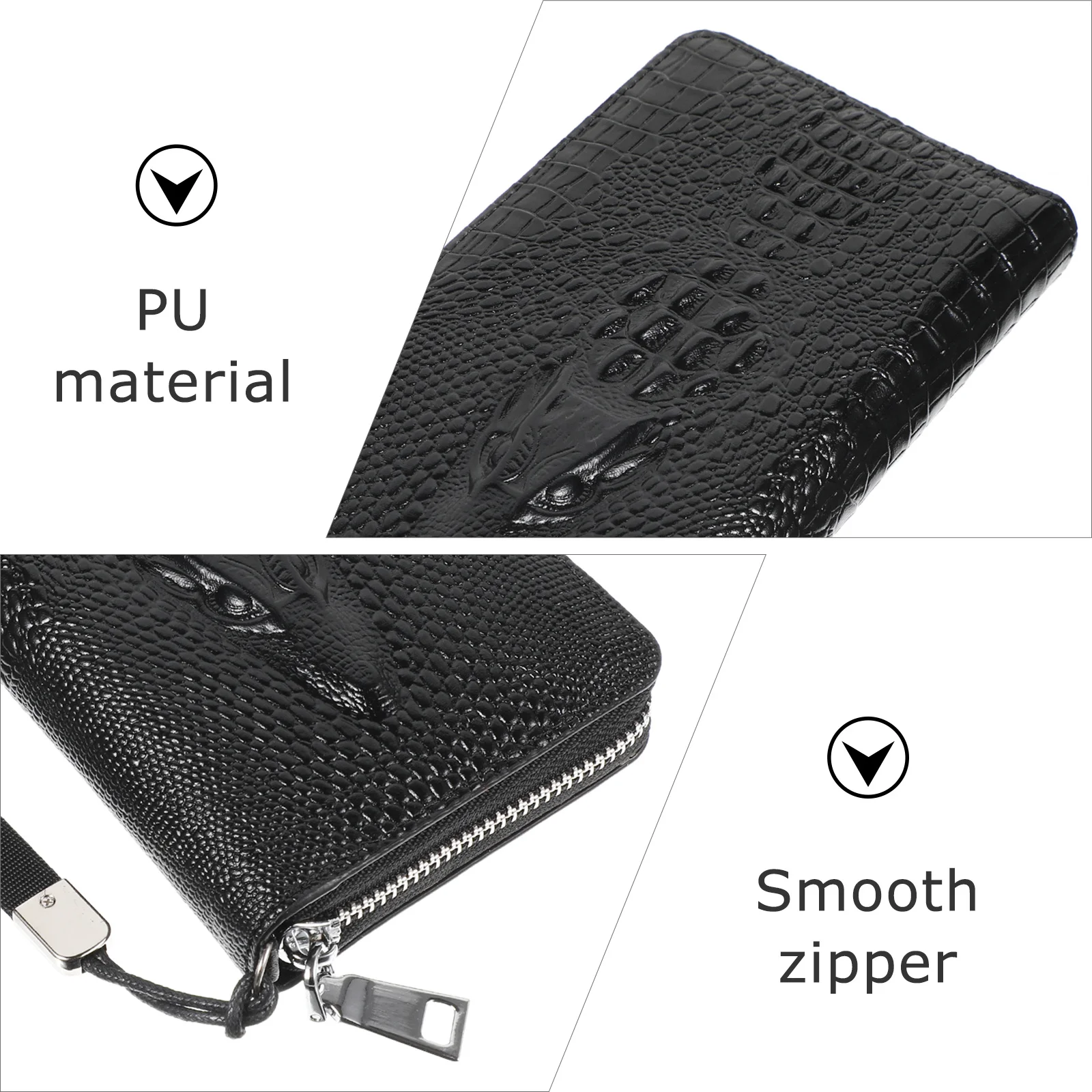 

1Pcs Alligator Print Male Wallet Large Capacity PU Long Zipper Bifold Cards Holder Fashion Handbag for Men