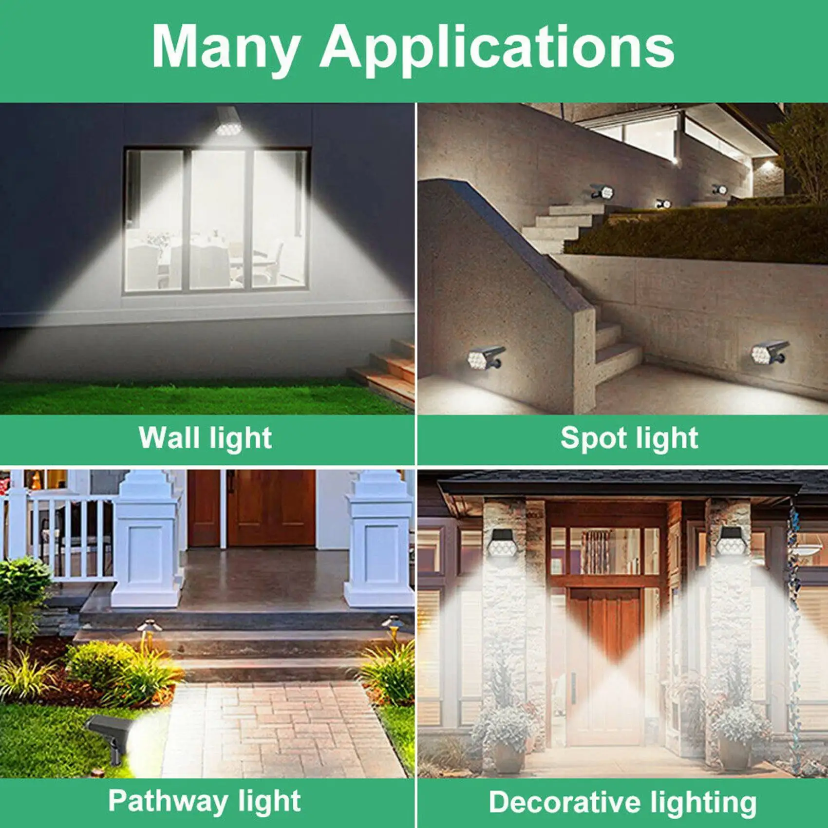 [A93Z!】 Solar Spot Lights 92 LED Outdoor Garden Landscape Pathway Wall Lights Waterproof For Patio Pathway Lighting