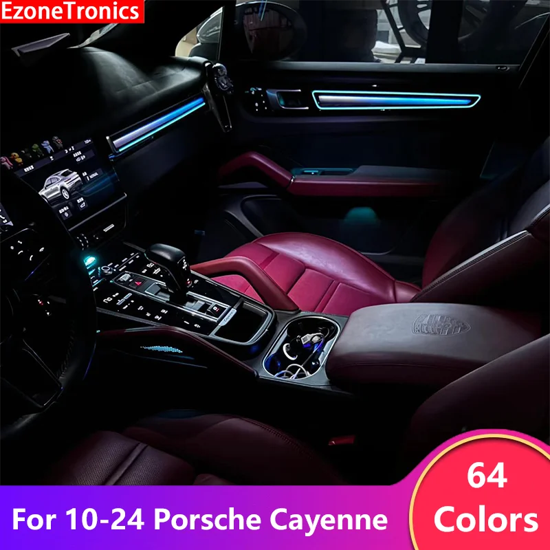 

Ezontronics окружающий свет светодиодный для Porsche Cayenne 2010-2024 атмосфера экологическая формованная отделка ambilight освещение динамическая магия