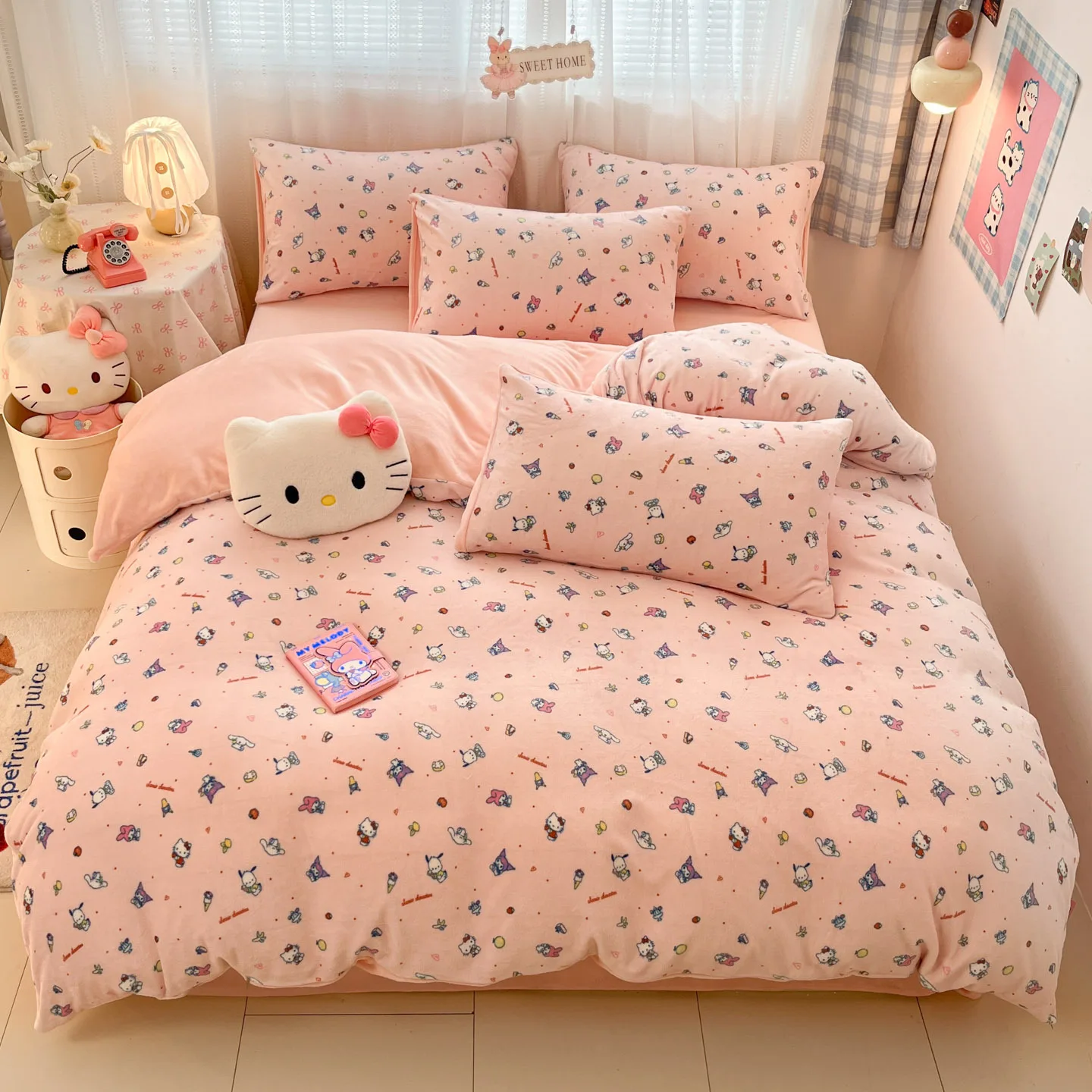 

Sanrio Hello Kitty MY MELODY 4-piece Set for Student Dormitories 3-piece Set for Bed Sheets Duvet Covers Fitted Sheet Sets Gifts