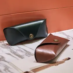 Retro Soft Brown Leather Glasses Case Portable Unisex Leather Eye Glasses Sunglasses Holder Box Protective Glasses Box