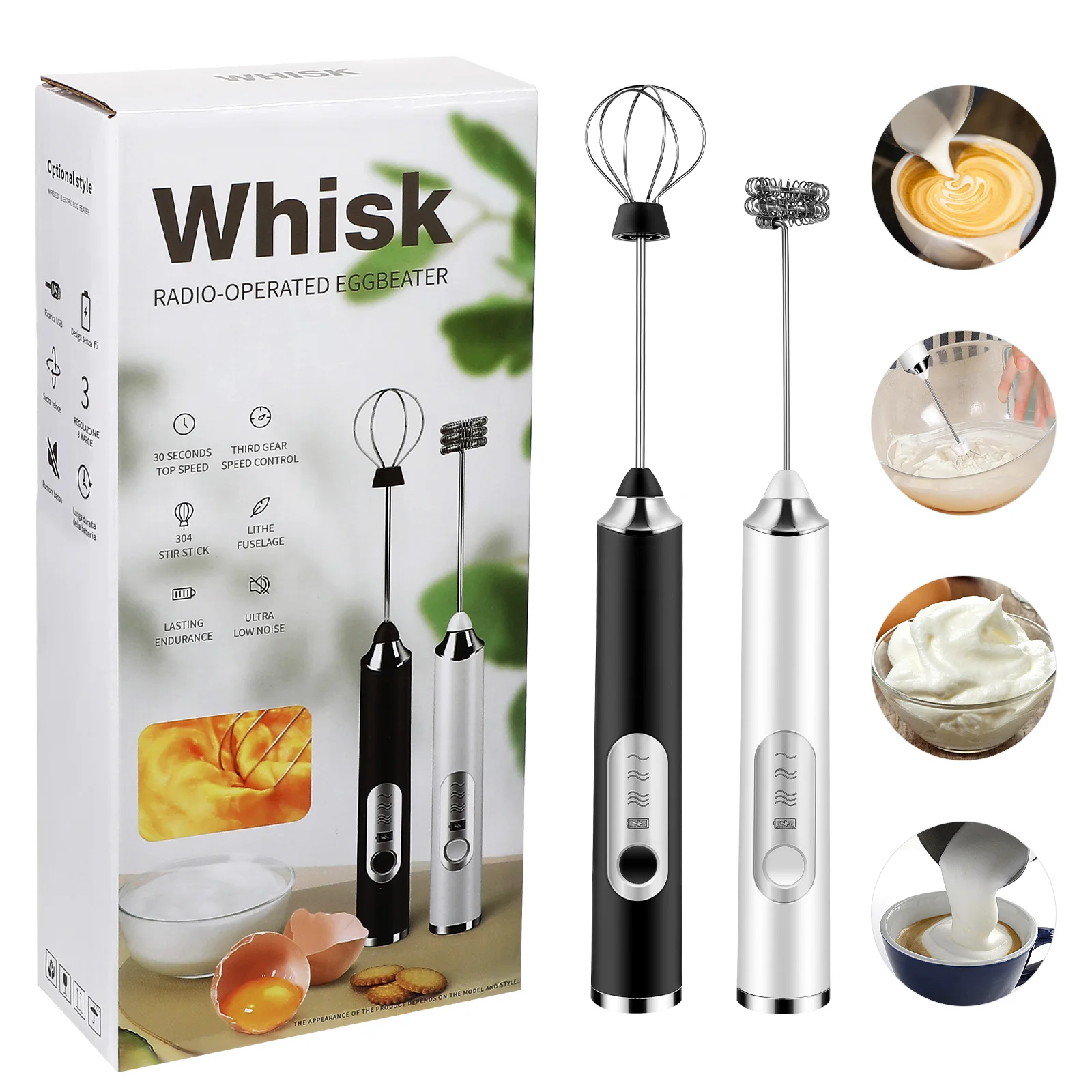 

Electric Milk Frother Handheld Mixer Coffee Cake Plastic Automatic Egg Beater Drink Blender Lightweight Compact Rechargeable USB