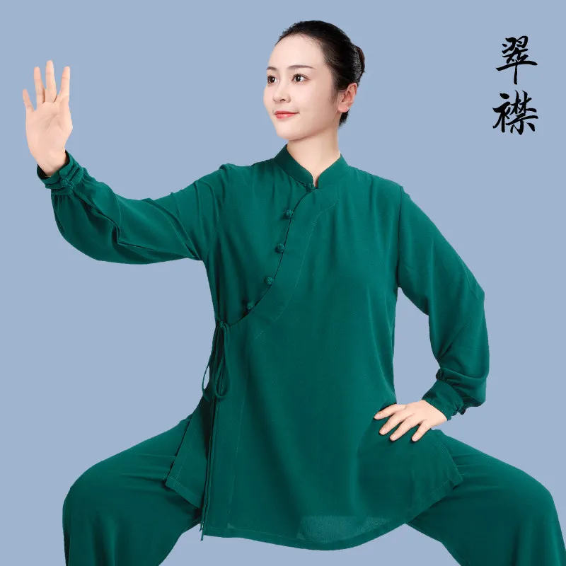 Martial Arts Tai Ji Suit Women 2025 New High-End Improved Tai Exercise Clothing Summer Mid-Length Eight-Section Brocade Diagonal