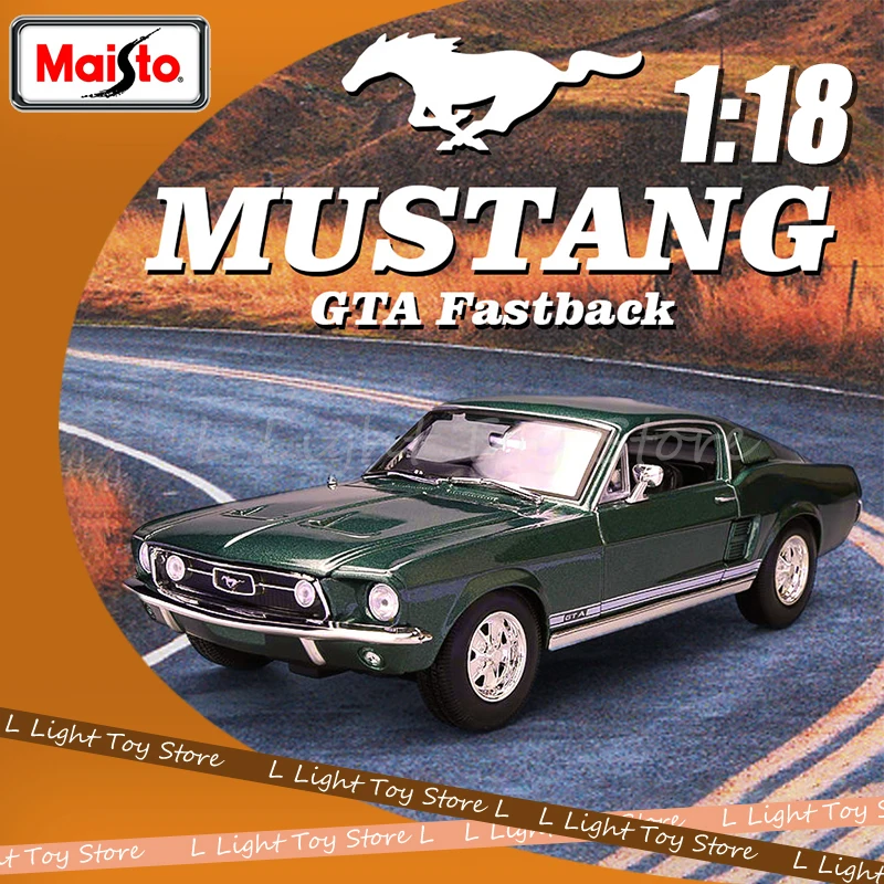 1:18 Maisto Ford 1967 1968 Mustang Gta Fastback Vintage Car Model Simulation Die Casting Car Desk Decoration Collection Gifts