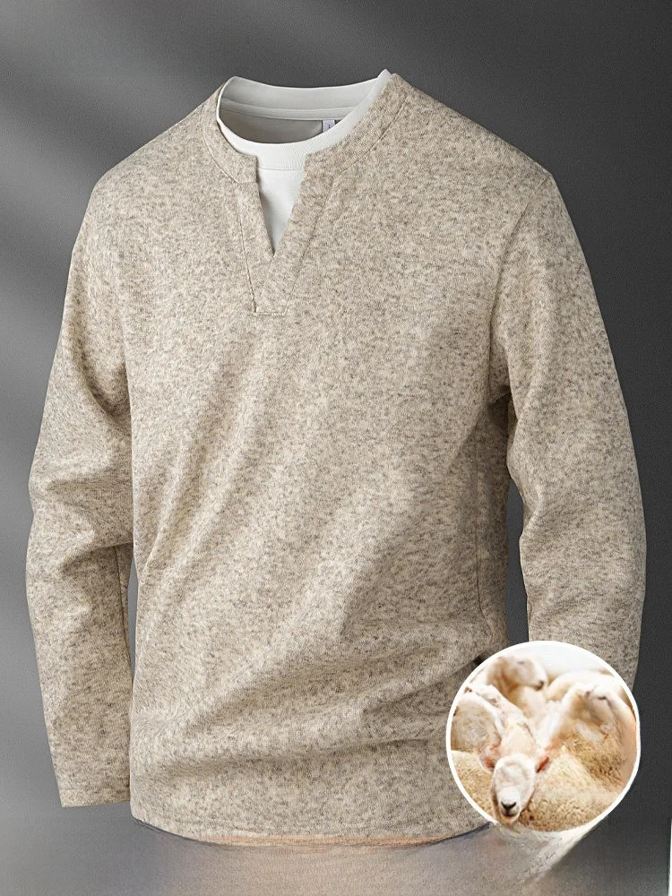 

Faionable Winter Men's Sweatirt V-Ne Wool Blend Long Sve round Ne Overhead Fce-Lined Casual Wear Comfortable Wa...