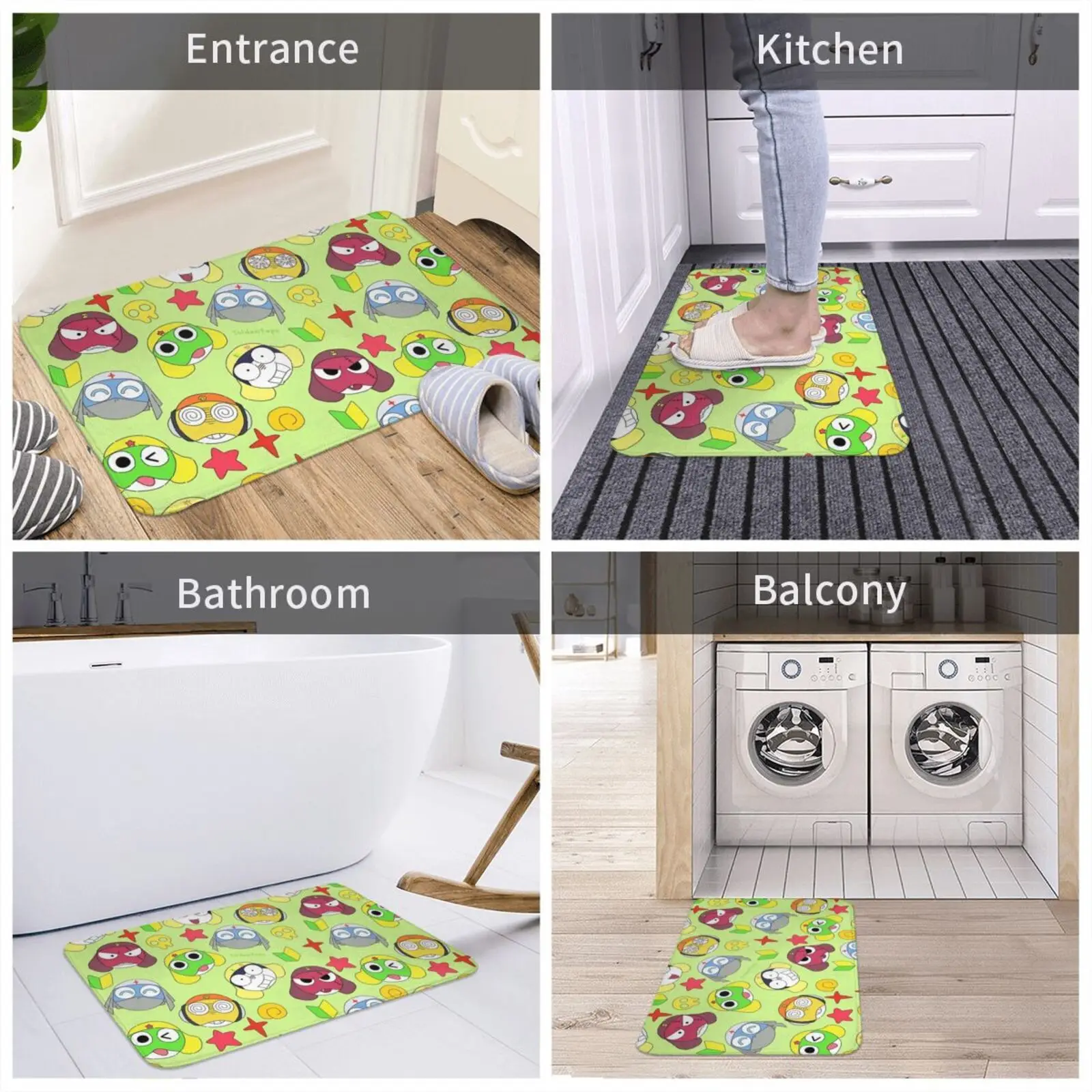 Kero Platoon Carpet Rug Non-Slip Water Absorb Door Mat Anime Keroro Gunsou Sgt Frog Anime Keroro Gunsou Sgt Frog