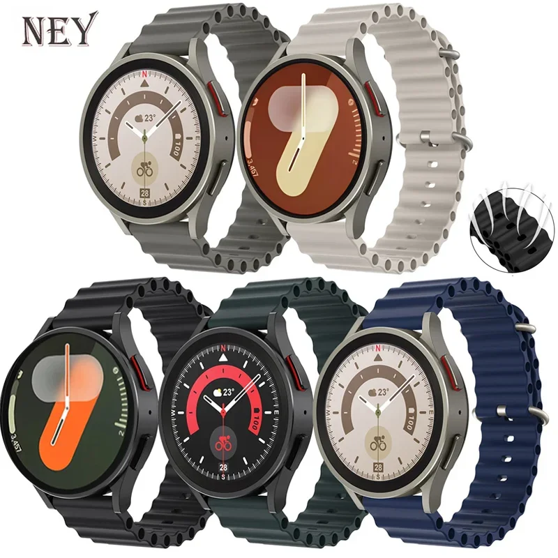 Ocean Silicone band For Samsung Galaxy Watch 7 6 4-classic/5-Pro/active 2/Gear 22mm 20mm Bracelet Huawei GT 4 3 pro watch strap