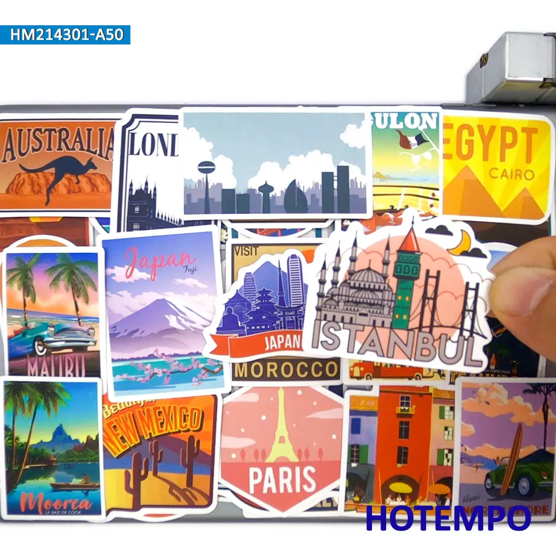 20/30/50PCS Global Travel Stickers Cityscape Graffiti Retro Posters Decals for Car Bike Motorcycle Laptop Phone Luggage Sticker