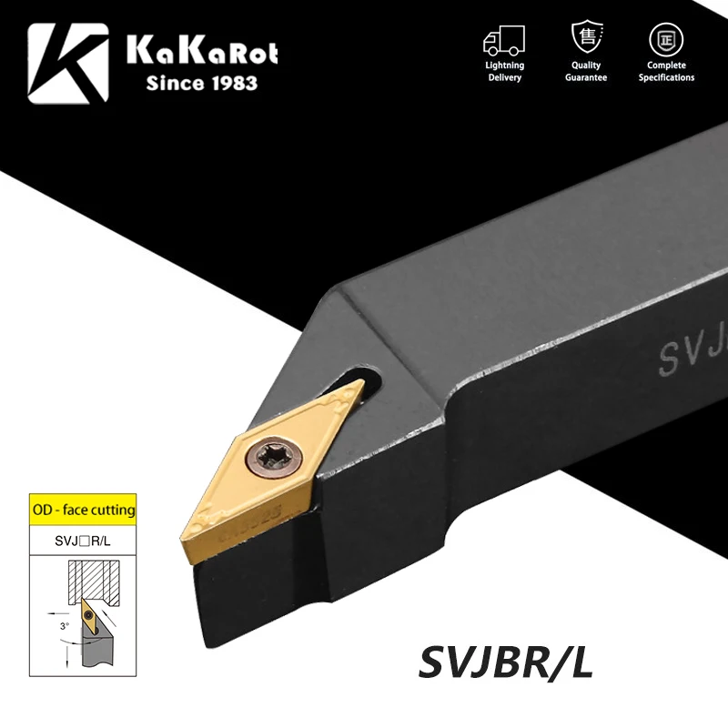 KaKarot External Turning Tool Holder SVJBR1616H16 SVJBR2020K16 SVJBR2525M16 VBMT16 Carbide Inserts Lathe Cutting Machine Tool