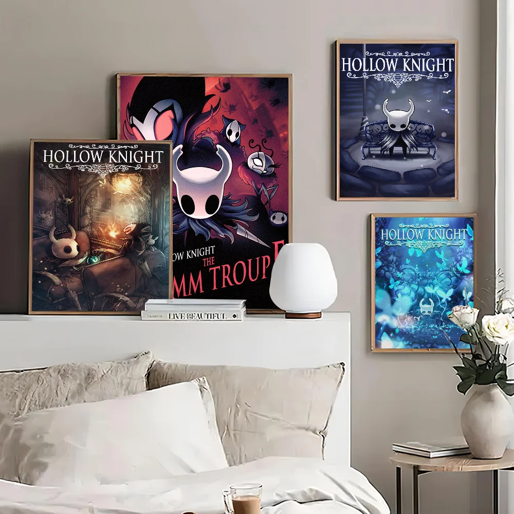 

Hot Popular Video Game Hollow Knight Movie Sticky Posters Fancy Wall Sticker for Living Room Bar Vintage Decorative Painting