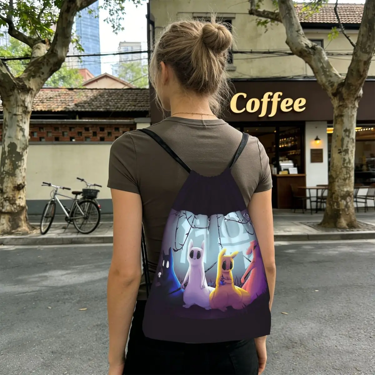Slugcat Rain World Game Backpacks Fashion Drawstring Bundle Pocket Sports Bag Book Bags for Man Woman Students