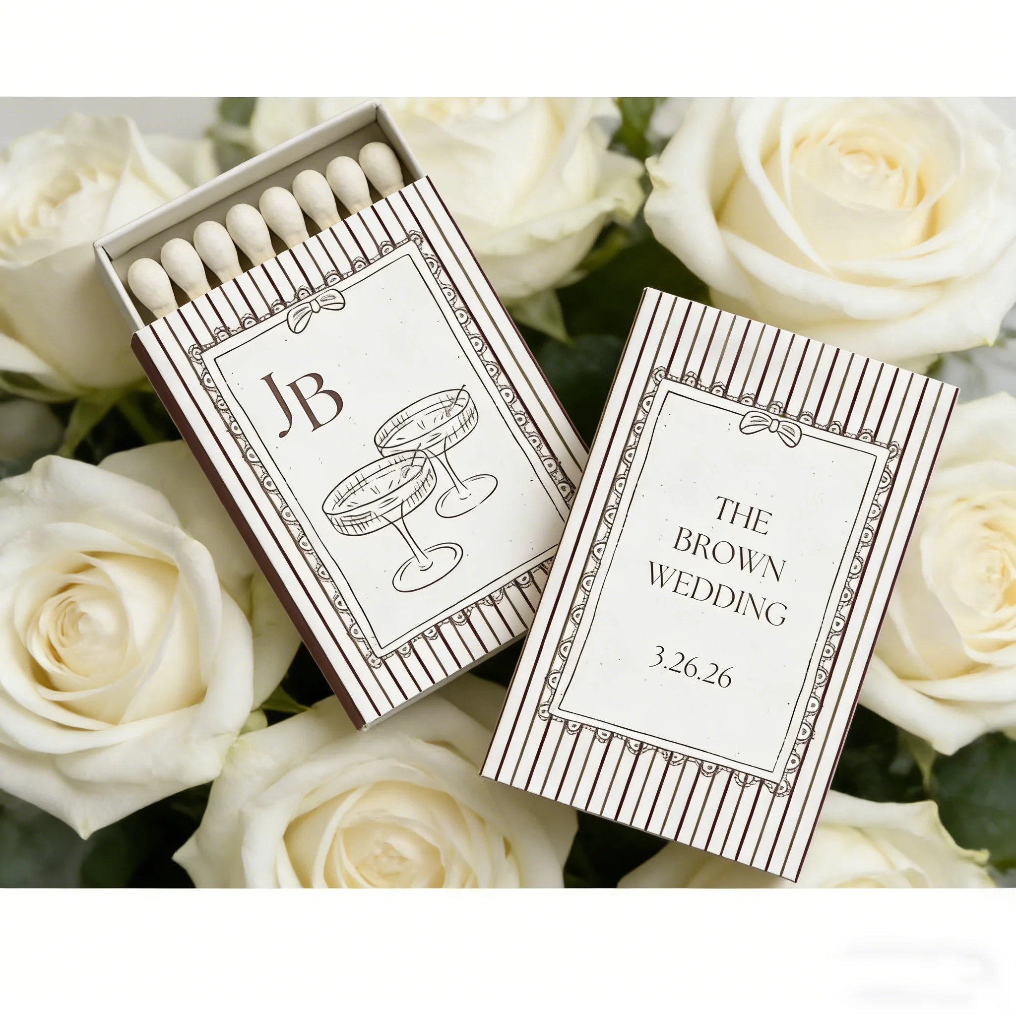 

Персонализированные винтажные свадебные коробочки для спичек с монограммой, элегантные подарки для гостей на свадьбу или девичник