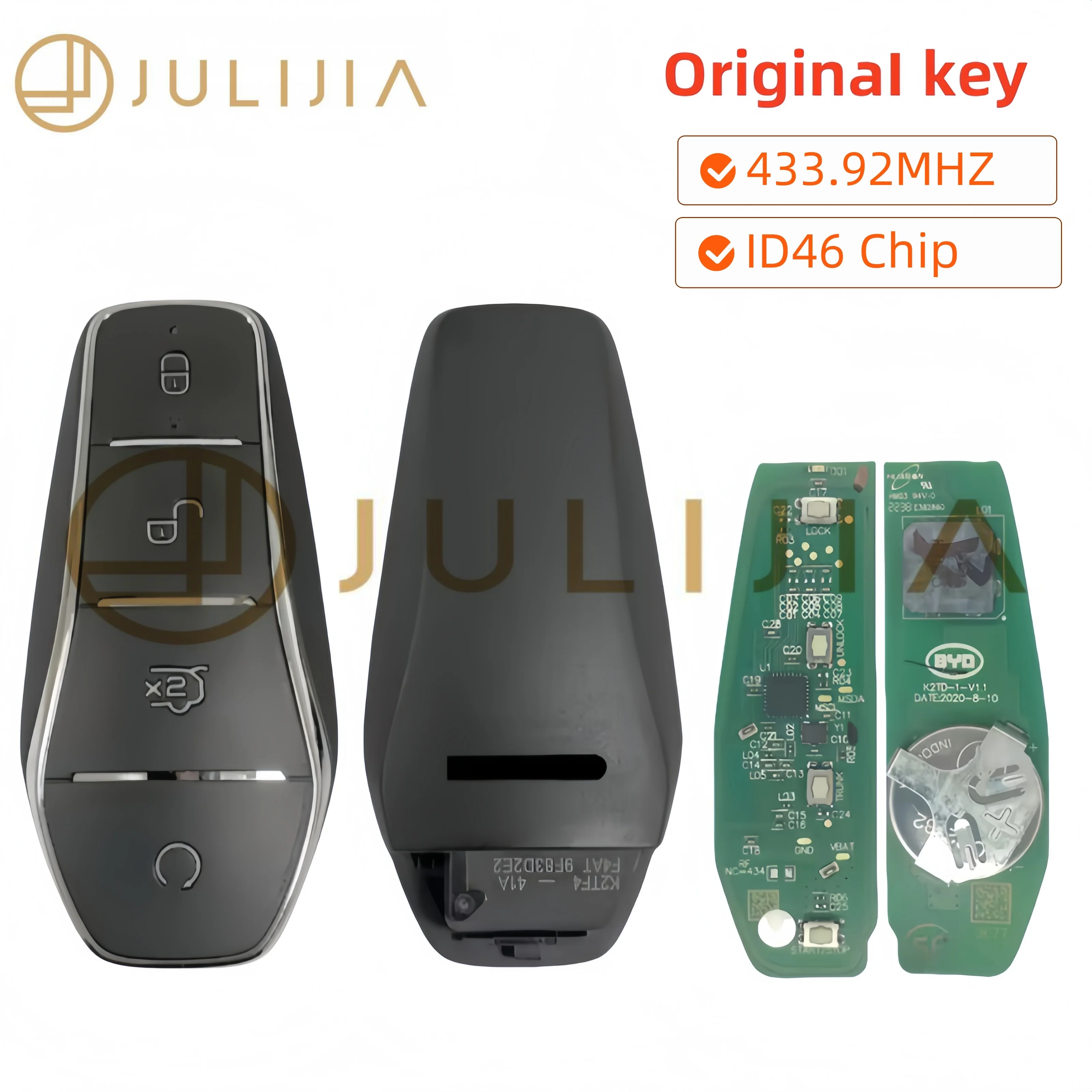 

Оригинальный K2TF4-41A-F4AT K2TF4-22C-F4H ID46 чип 433 МГц автомобильный дистанционный ключ для BYD Qin PLUS Yuan PLUS SON Dolphin DM-i Qin PLUS EV