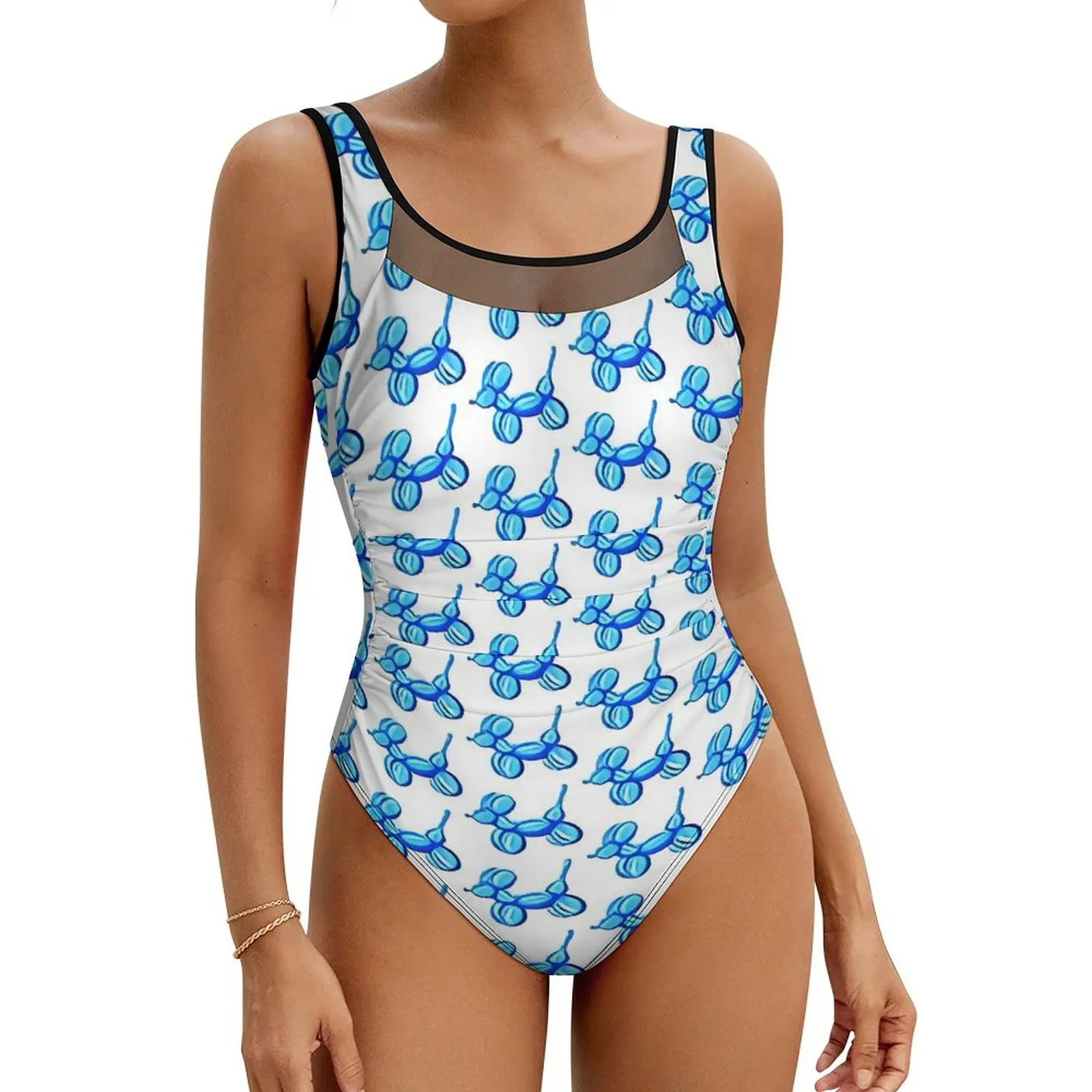 Balloon Dogs Swimsuit Animal Swimwear One Piece Sport Graphic Swimsuits Sleeveless Bathing Suits Women Push Up Sexy Beachwear