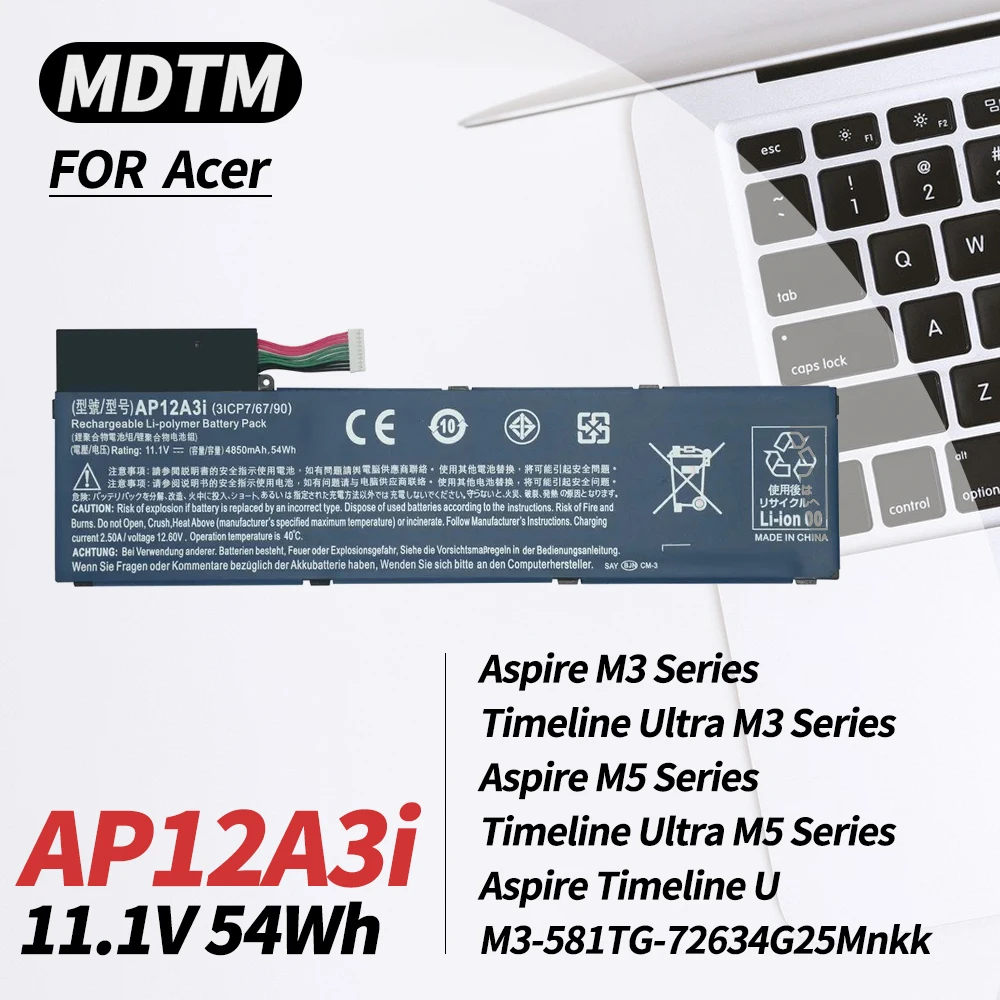 AP12A3i Laptop Battery for Acer Aspire Timeline M3 Series Ultra U M3-581tg M5-481tg Kt.00303.002 Bt.00304.011 Ap12a4i 3icp 67/90