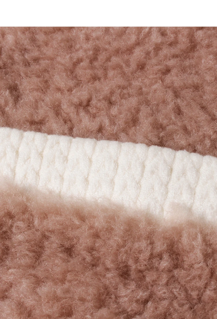 Damski płaszcz z imitacji futra patchworkowego Ele, zimowa odzież wierzchnia, dekolt w serek, długi rękaw, regularna długość, do pracy, model AADA4204