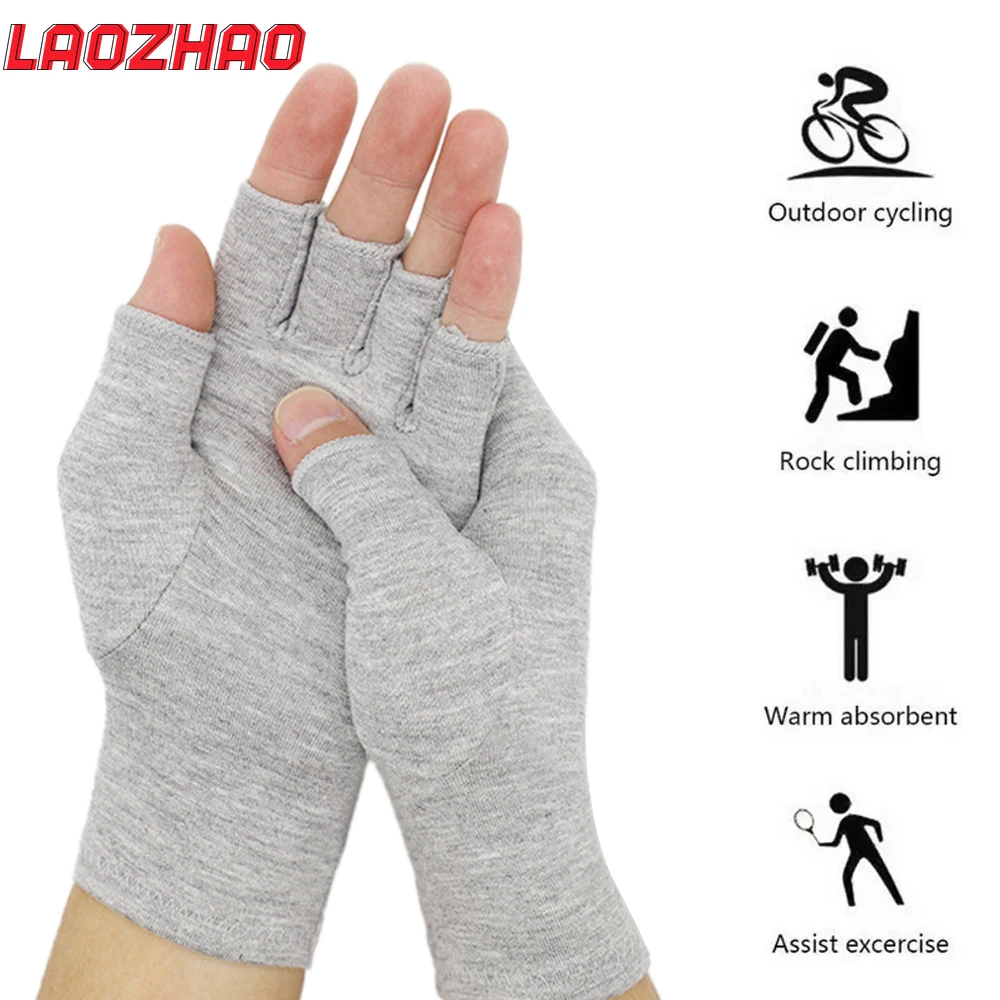 1Pair Premium Bamboo Gloves,One Compres Bamboo Arthritis Gloves,Compres Gloves for Women Men,Fingerless Design,Breathable Fabric