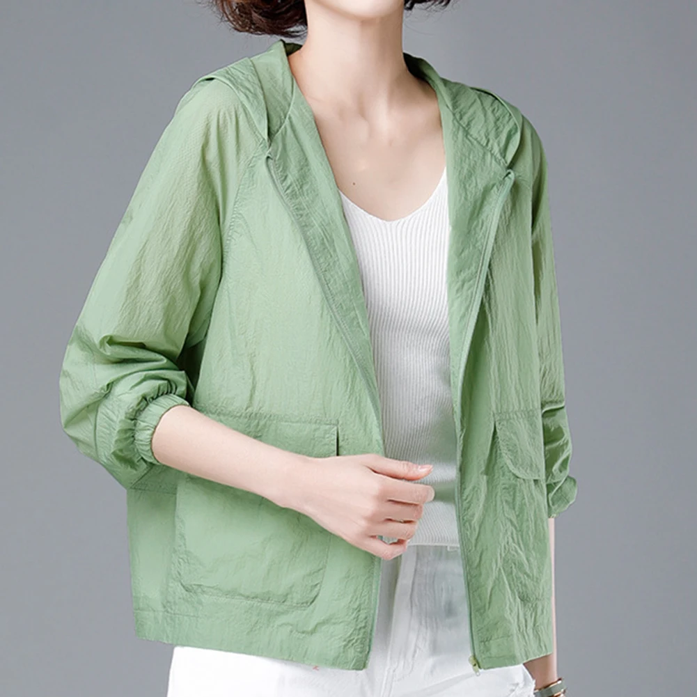 

Women's Jacket Sunscreen Jacket For Holiday For Spring And Autumn Applicable For All Seasons Pure Color Pattern