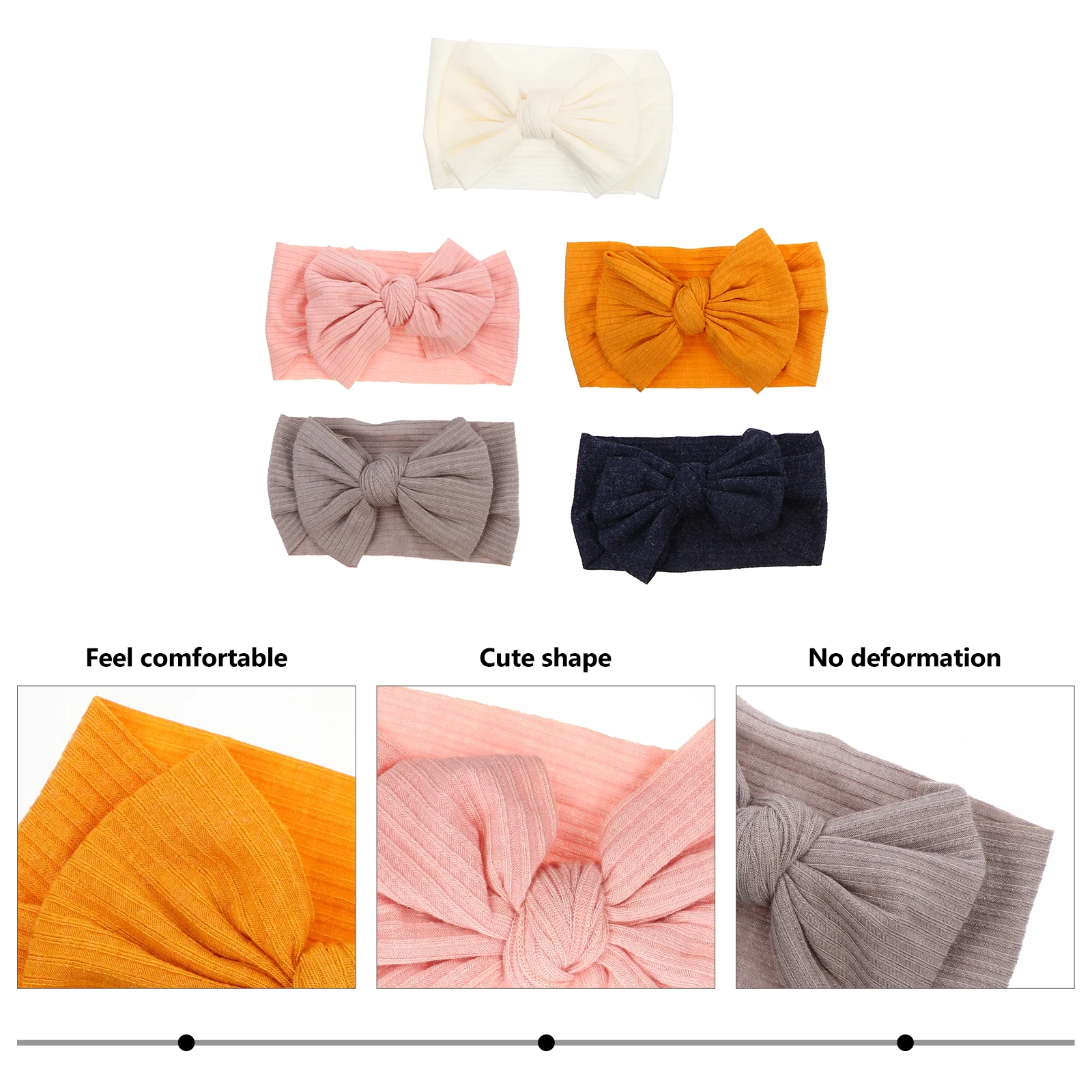 

5 Pcs Bow Headband Headbands Scarf Stretchy Fabric Hair New Mom Gift