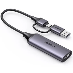 UGREEN HDMI Video Capture Card 1080P@60Hz HDMI to USB Type C Video Grabber Box for PC Computer Camera Live Streaming Record
