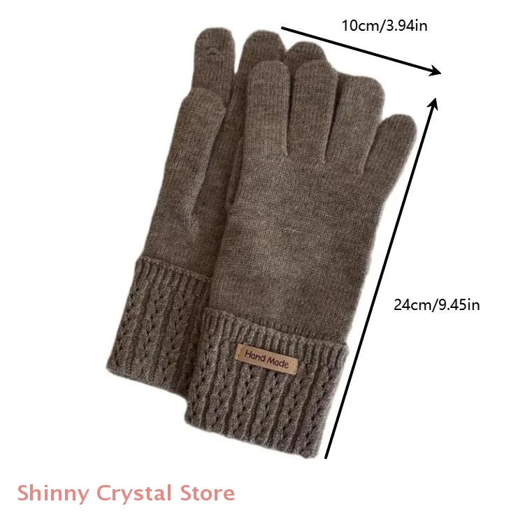 Gants chauds tricotés de couleur unie, à la mode, pour écran tactile, pour l'extérieur, résistant au froid, cyclisme, épais, automne et hiver