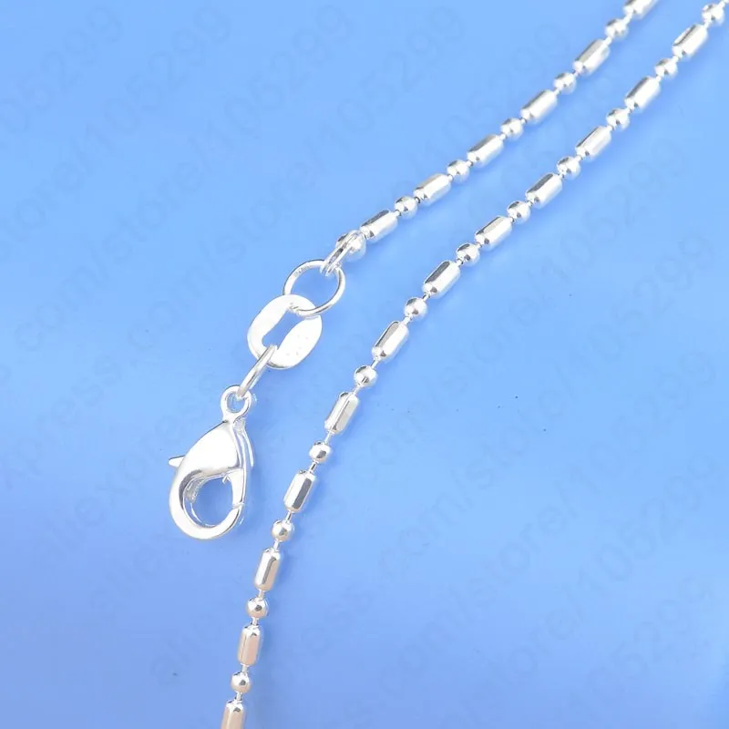 

Fast Ship 1PC Pure 925 Sterling Silver Color Column Ball Necklace Chains Jewelry With Good Quality Lobster Clasps Set 1.4mm W