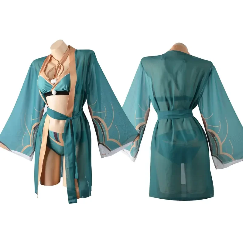 Anime Game Genshin Impact Hu Tao Lisa Minci Gorou Cosplay Costume with Chest Pad Without Steel Ring Swimsuit Woman Sexy Bikini