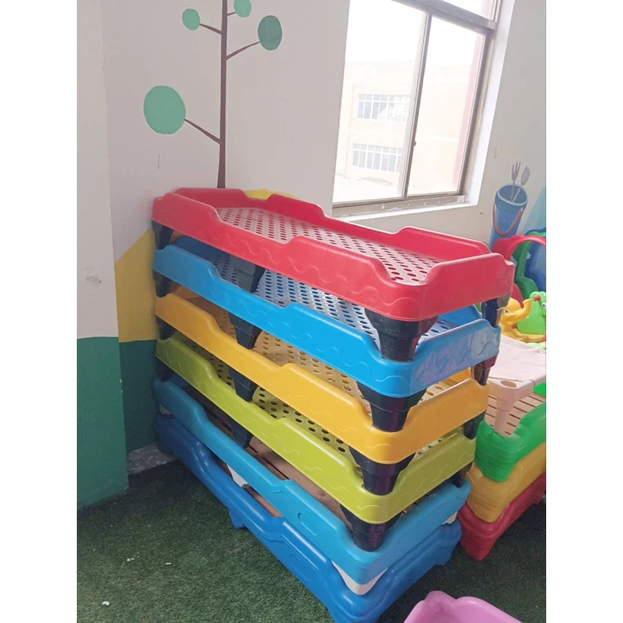 2026 Kindergarten Plastic Bed Durable Preschool Children Plastic Furniture Colorful Cot Bed for Daycare Furniture for Kids