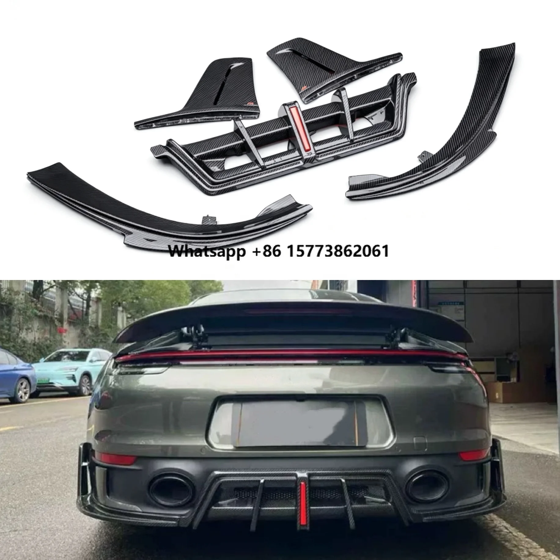 For 911 992 Carbon Fiber AE Style Body Kit Rear Bumper Heat Resistant Lip Diffuser Factory Direct