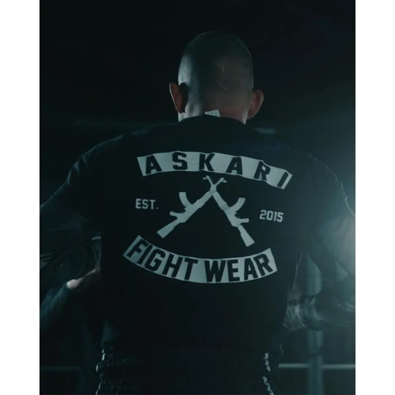 Men's ASKARI FIGHT WEAR Graphic T‑Shirt Black Back Print EST.2015 Short Sleeve Tactical Y2K Oversized Loose Streetwear Tops