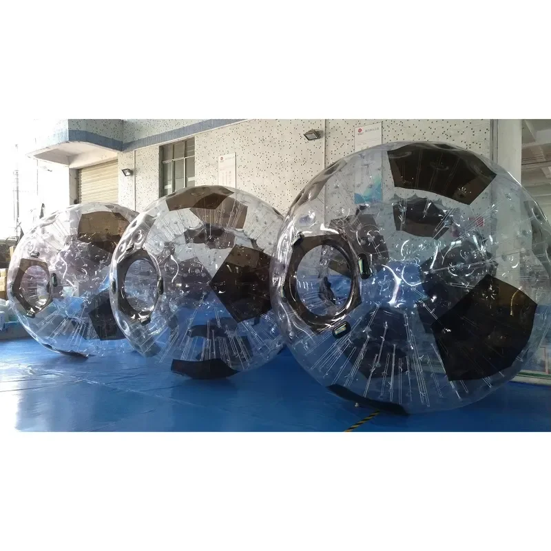 Two Person Black Clear Patchwork TPU Inflatable Zorb Ball with Double Safety Harness