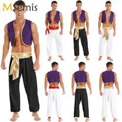 Men 2pcs Arabian Prince Cosplay Cosplay Costume Kid Adult Halloween Club Costume Party Performance Clothing Arab Prince Costume