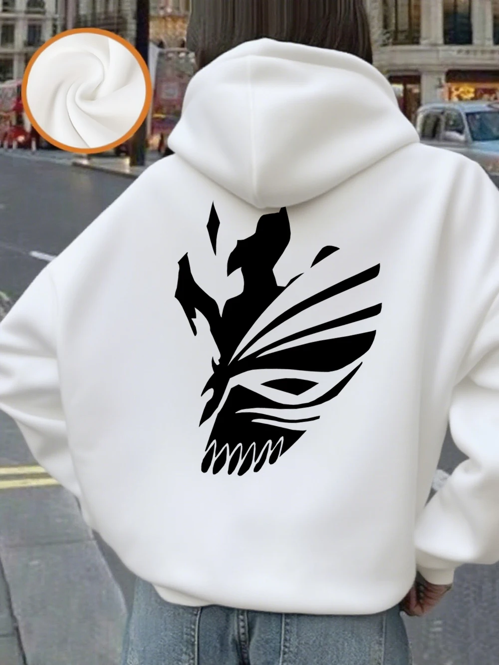 Bleach Ichigo Red Mask Printing Hoodies Damen Winter Fleece Warm Sweatshirt Casual Pocket Pullover Basics Lose Damenkleidung – Detail 10