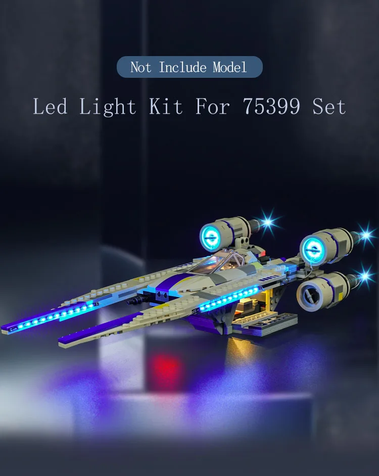 مجموعة الإضاءة لفيلم LEGO Rebel U-wing Starfighter 75399 Starings Wars لا تشمل مكعبات البناء (مجموعة إضاءة LED فقط)