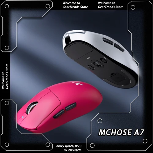 Ratón para juegos MCHOSE A7 Tri-mode 8k, inalámbrico por Bluetooth PAW3395, ratón ligero de bajo retardo, accesorios personalizados para ordenador portátil y oficina