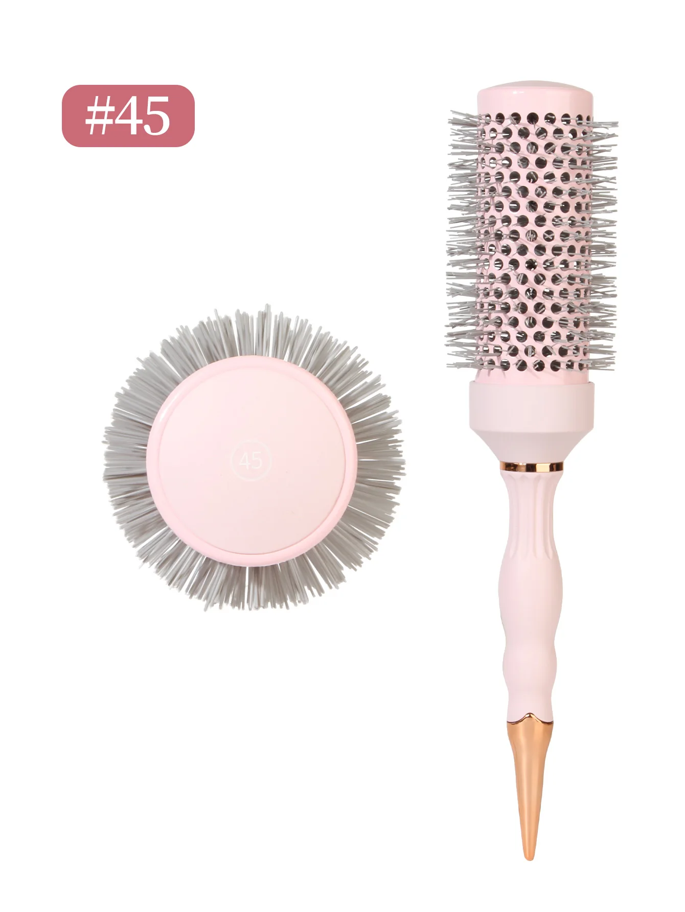 Kapper Professionele ronde föhnborstel, professionele krullende hete cilinderkam, 5 maten, geschikt voor modieuze krullende haarstyling, geschikt voor damestyling, föhnen, krullend haar, gladmaken,