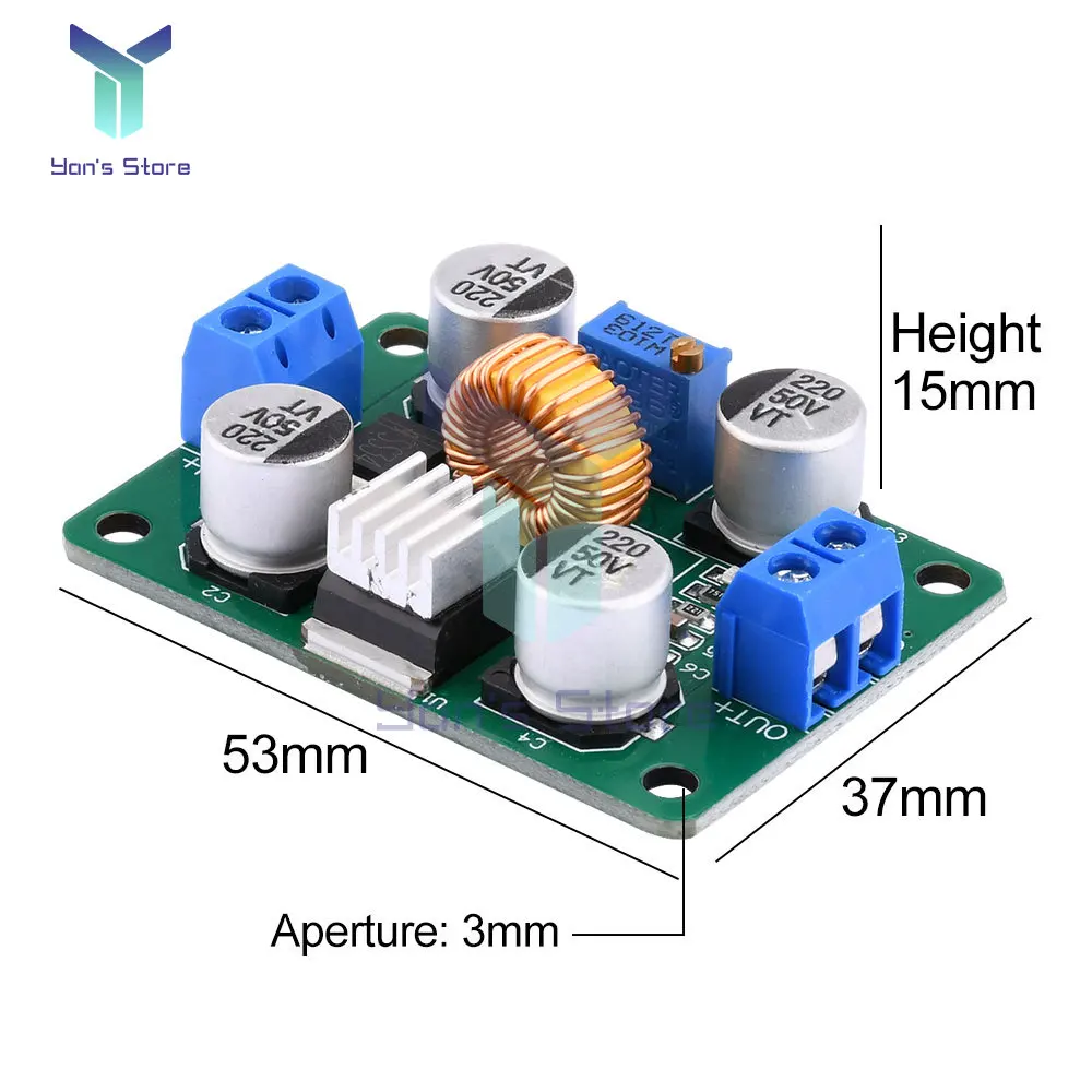 1 Uds DC-DC convertidor Buck módulo reductor ajustable 4-38V a 1,25-36V módulo de fuente de alimentación de alta potencia módulo regulador de voltaje