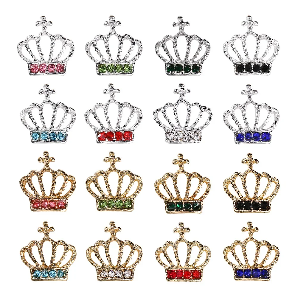 10PCS Bulk Supply Beauty Salon Diamond Crown Alloy Nail Art Accessories Crystal Rhinestone Gem Decoration Metal Charm