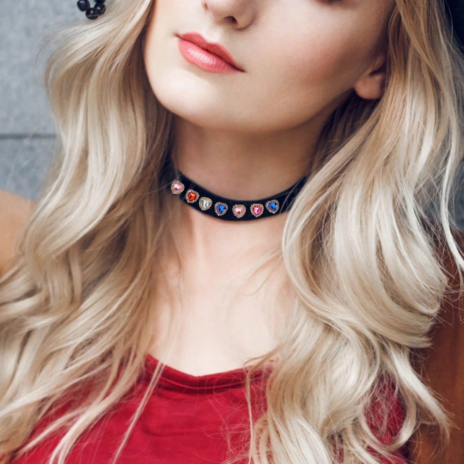 

50pcs Heart Buckles Decorative Rhinestones for Clothes Sewing Clothes Rhinestone naments Craft DIY Materials Red White Blue