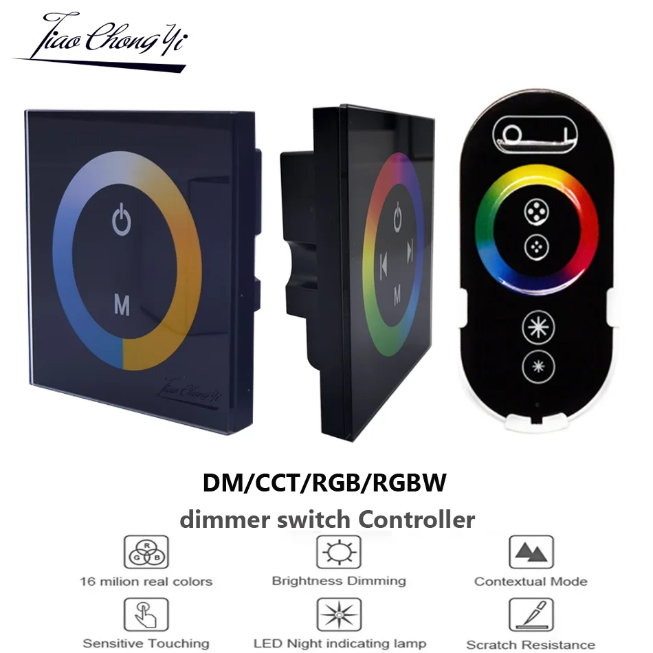 RGB RGBW CCT Touch Panel Controller 12V-24V Wall Mounted Glass Panel Dimmer IR Remote Switch Controller for LED RGB Strips lamp