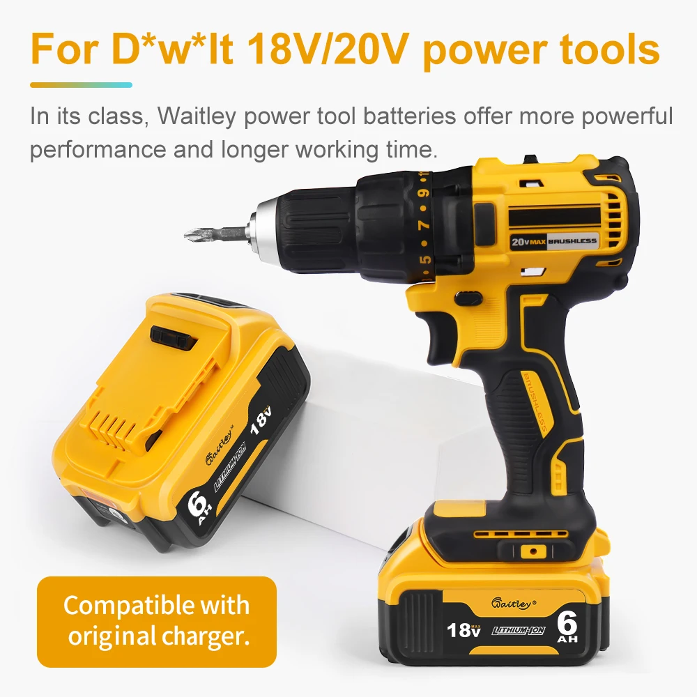 Batteria Camason 6Ah per utensili elettrici Dewalt 18V 20V accessori per utensili elettrici ricaricabili batterie al litio sostituire DCB200 184