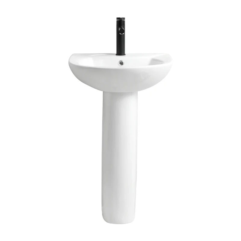 Cheap price, modern style, small, wall-mounted, self-standing, ceramic, full tripod, round basin, bathroom sink